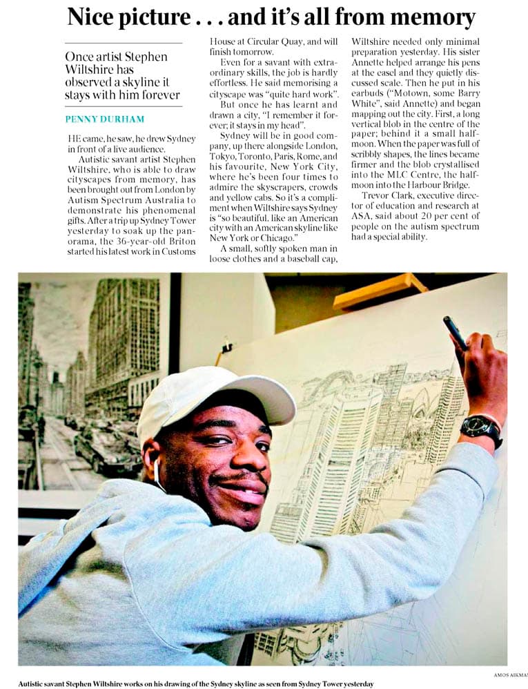 Nice picture - The Australian - Stephen Wiltshire Archive