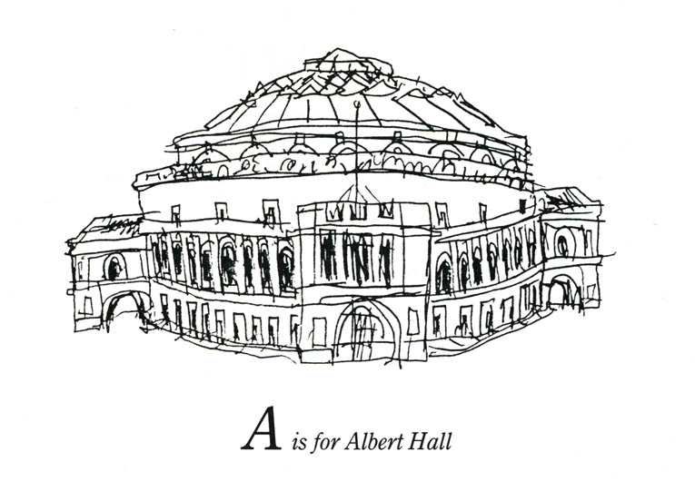 London Alphabet - A for Albert Hall - Original Drawings and Prints for Sale