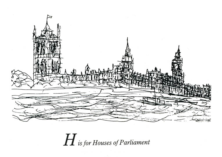 London Alphabet - H for Houses of Parliament - Original Drawings and Prints for Sale