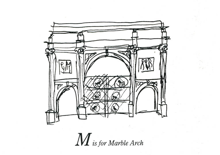 London Alphabet - M for Marble Arch - Original Drawings and Prints for Sale