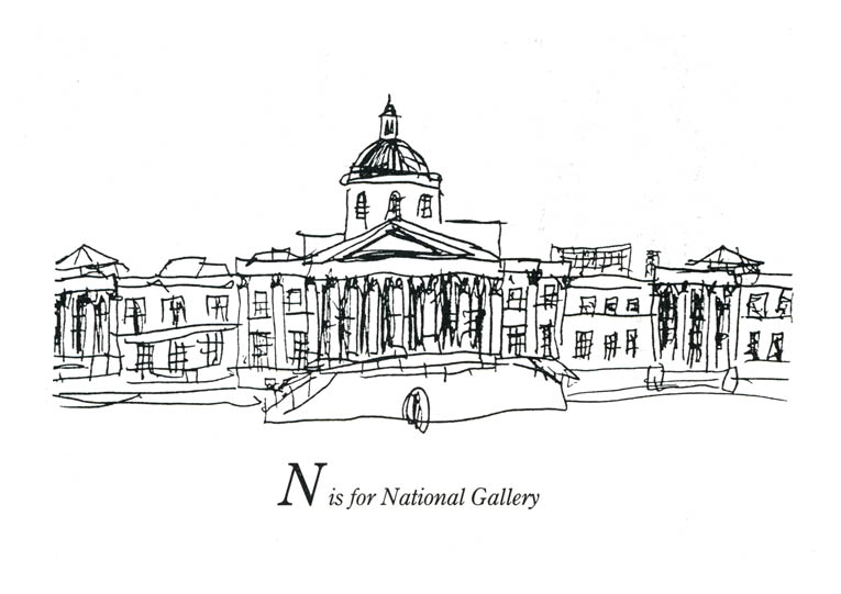 London Alphabet - N for National Gallery - Original Drawings and Prints for Sale