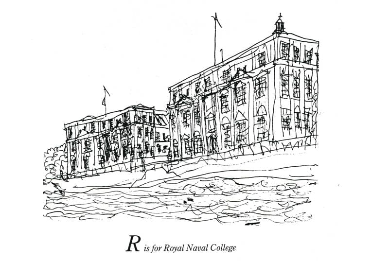 London Alphabet - R for Royal Naval College - Original Drawings and Prints for Sale