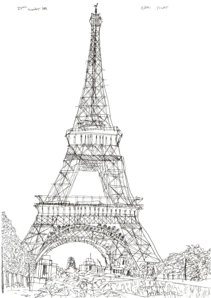 Eiffel Tower - 1988 - Original Drawings and Prints for Sale
