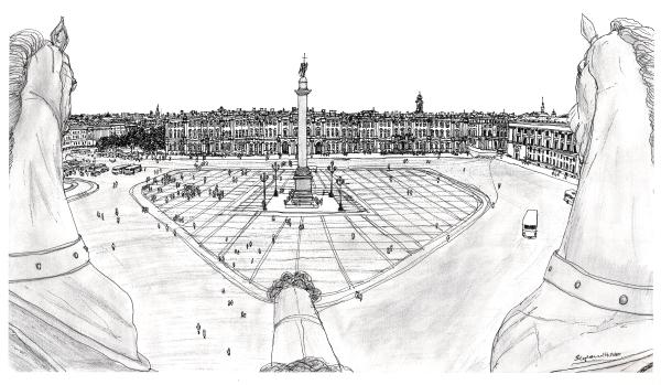 Palace Square, Leningrad 1990 - Original Drawings and Prints for Sale