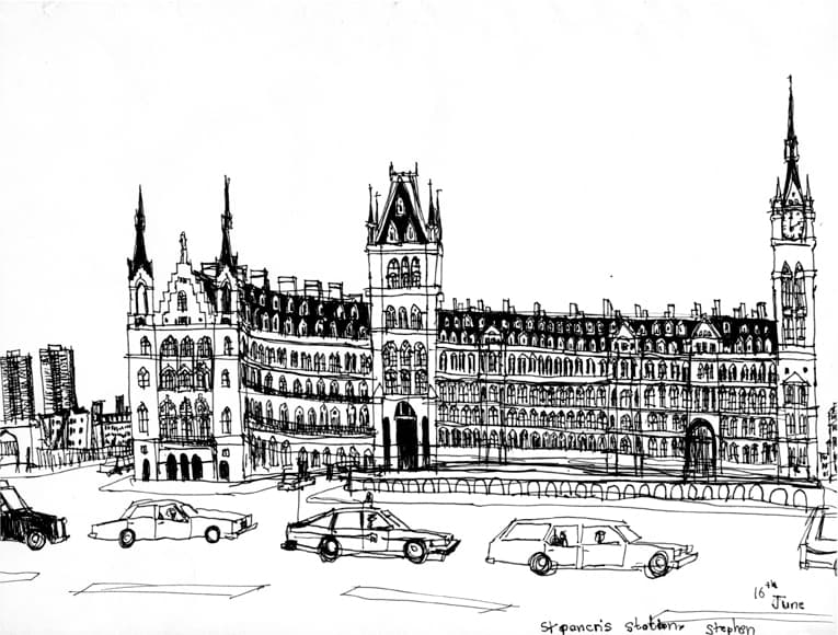 St Pancras Station 1988 - Original Drawings and Prints for Sale