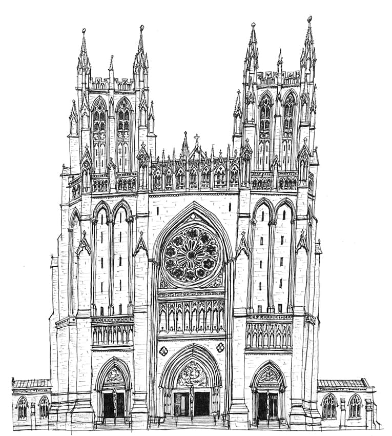 The Cathedral of SS Peter and Paul - Original Drawings and Prints for Sale