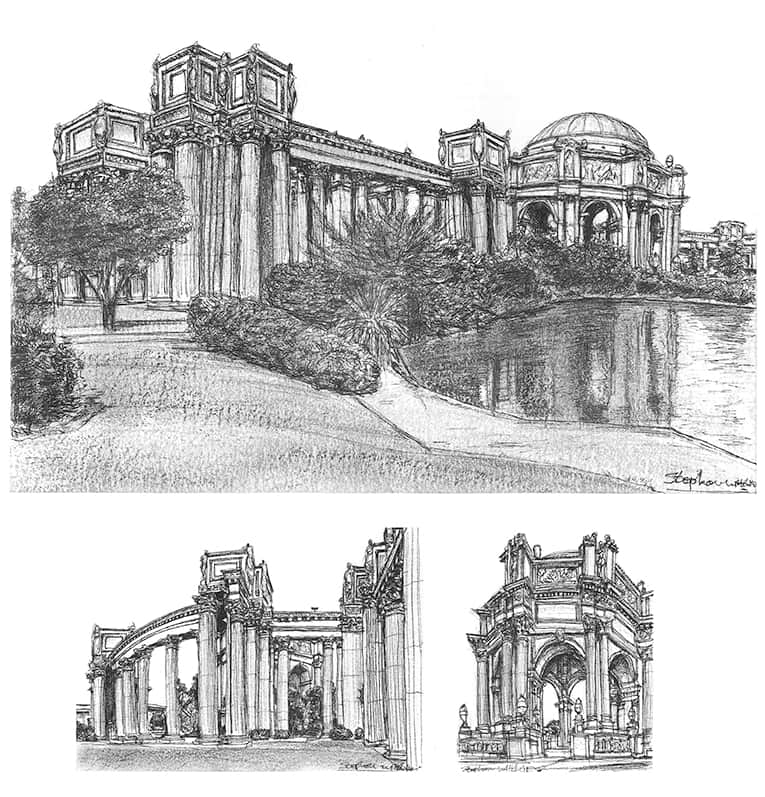 Palace of Fine Arts - Original Drawings and Prints for Sale