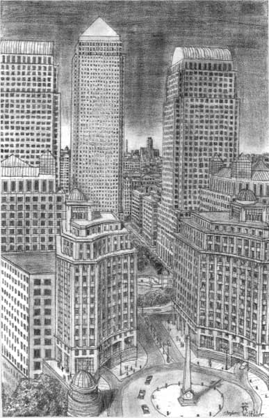 Canary Wharf in August 1988 - Original Drawings and Prints for Sale