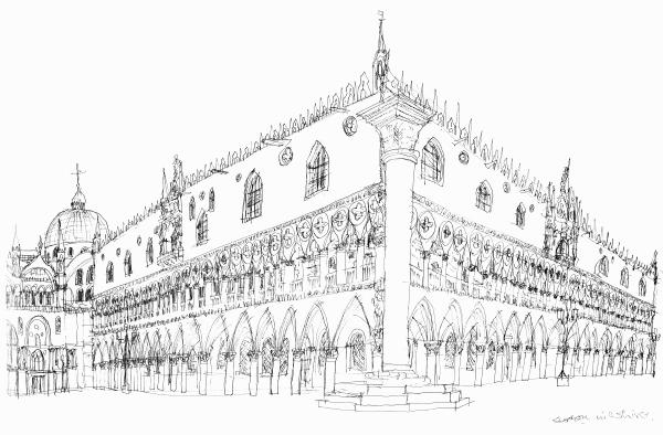 The Doges Palace, Venice 1989 - Original Drawings and Prints for Sale