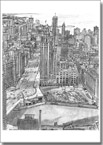 Aerial view of Chicago with Lake Michigan