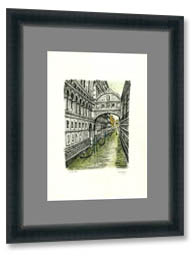 Bridge of Sighs in Venice (A3) with Grey mount (A3) in Raised Black frame for A3 mounts (P12)