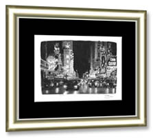 Las Vegas at night (A2 print) with Black mount (A2) in Antique Silver frame for A2 mounts (N11)