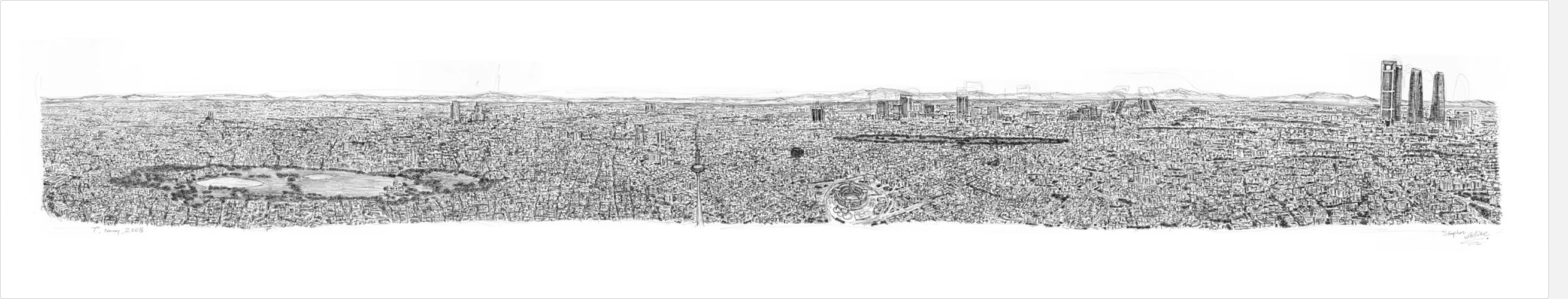 Madrid Panorama drawing by Stephen Wiltshire MBE