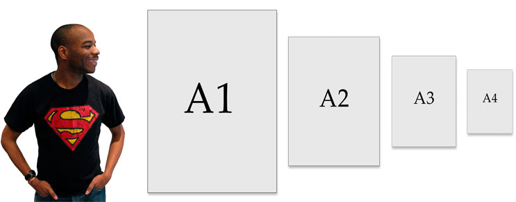 Paper sizes relative to Stephen's height