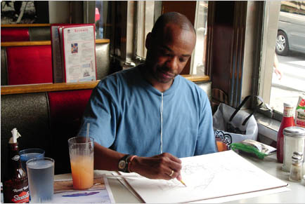 Stephen Wiltshire drawing in New York