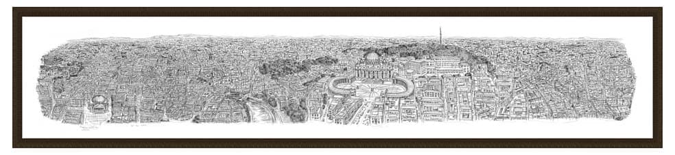 Framed Rome Panorama prints by Stephen Wiltshire