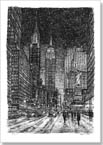 Imaginary drawing of New York in winter - Drawings - Originals for sale