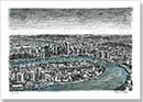 Aerial view of Brisbane - Drawings - Originals for sale