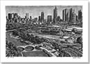 Aerial view of Melbourne - Drawings - Originals for sale