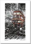RT London bus on a winters night - Drawings - Prints for sale