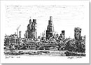 City of London skyline from Waterloo Bridge - Drawings - Originals for sale