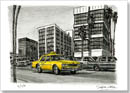 Yellow Taxi passing by Wiltshire Boulevard
