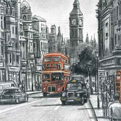 Whitehall in summer (Limited Edition of 75) - Drawings