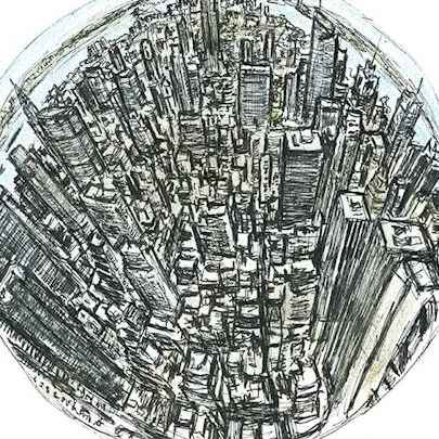 Drawing of Mini Globe of New York