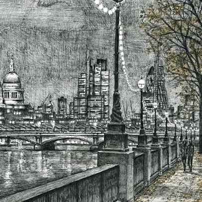 From Southbank on an autumn evening (Limited Edition of 75) - Drawings