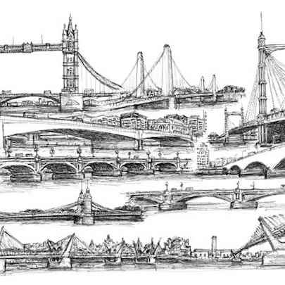 Drawing of Montage of bridges in London