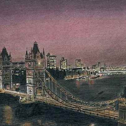 Drawing of Tower Bridge at night