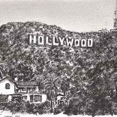 Drawing of Hollywood Sign