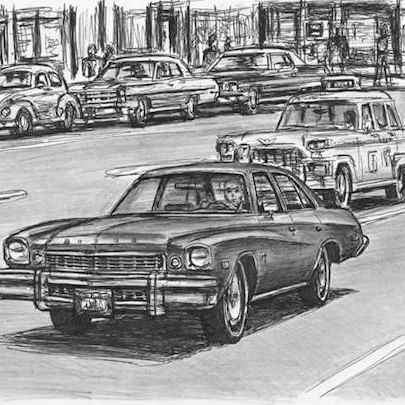 Drawing of TV series Kojak Buick Century