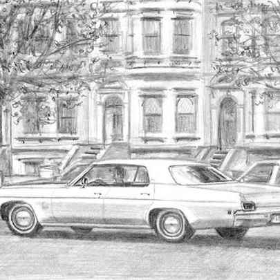 Drawing of 1973 Oldsmobile Delta 88 Sedan Hard Top