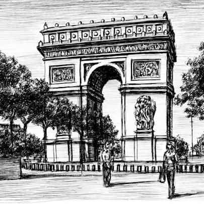 Drawing of Arc de Triomphe Paris