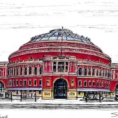 Drawing of Royal Albert Hall in colour