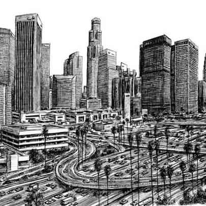 Drawing of Los Angeles Skyline 2007