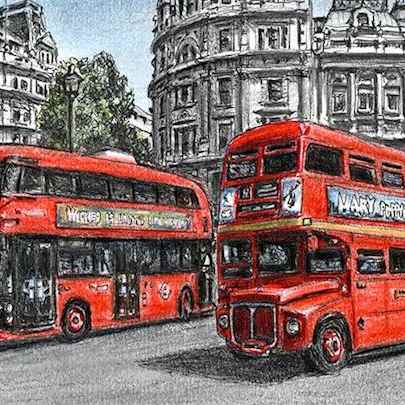 Drawing of The old and new Routemaster buses