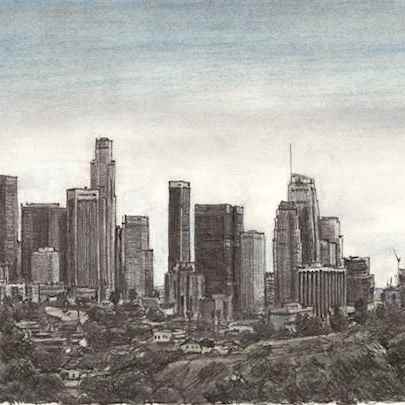 Drawing of Downtown Los Angeles Skyline