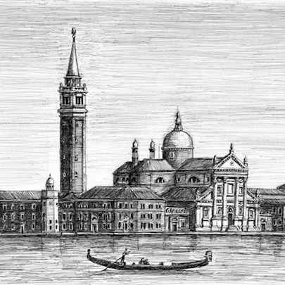 Drawing of San Giorgio Maggiore in Venice