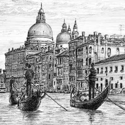 Drawing of Venice, Italy
