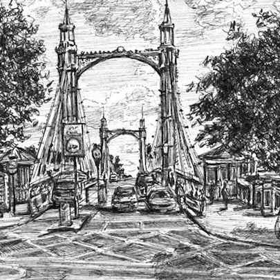 Drawing of Albert Bridge, London