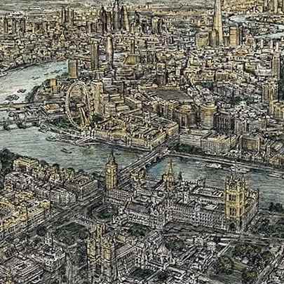 Aerial view of London (Limited Edition of 50) - Drawings