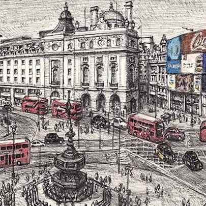 Drawing of Piccadilly Circus, London