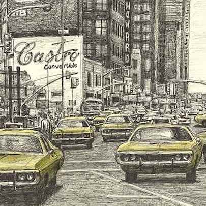 NYC yellow cabs at Time Square - Original Drawings
