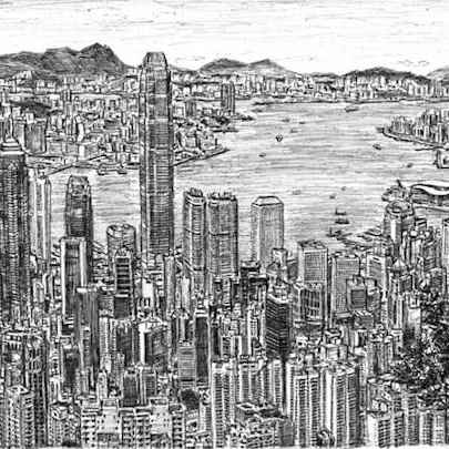Hong Kong Skyline 2010 - Original Drawings