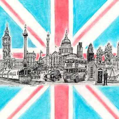 Drawing of London Montage Flag