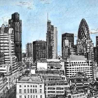 Drawing of View of City of London from the Monument