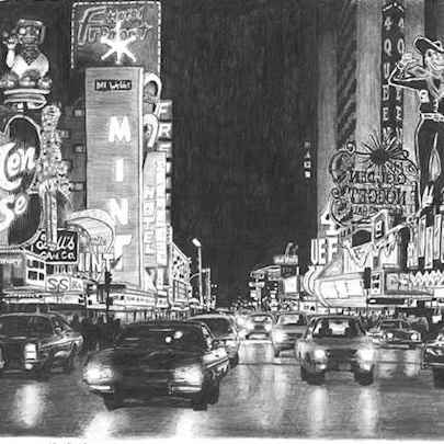 Drawing of Las Vegas at night