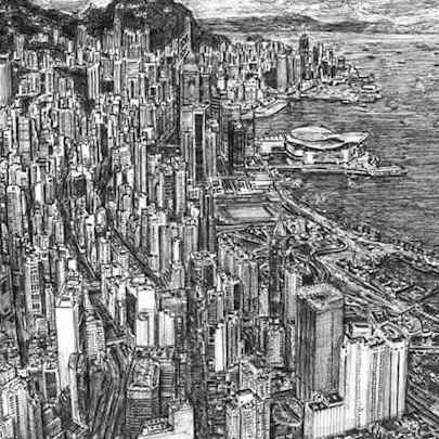 Aerial view of Hong Kong - Original Drawings